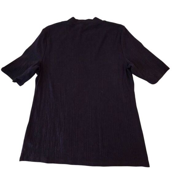 Talbots Womens Knit Button Detail Short Sleeve Blouse Top Navy Blue Size Large - Picture 2 of 7